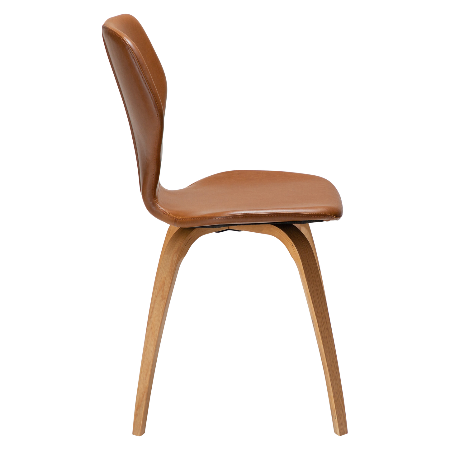 [var:Bezug=Vintage hellbraunes Kunstleder mit Eichenfurnierbeinen] S.I.T Stuhl