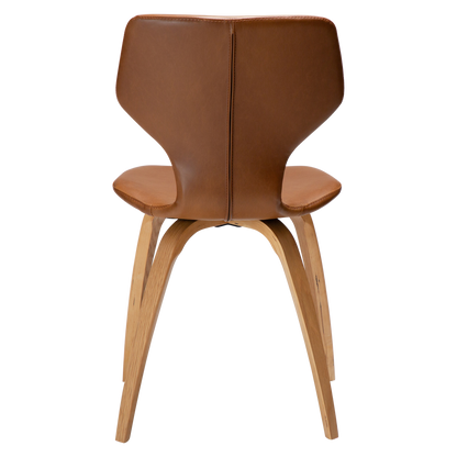 [var:Bezug=Vintage hellbraunes Kunstleder mit Eichenfurnierbeinen] S.I.T Stuhl