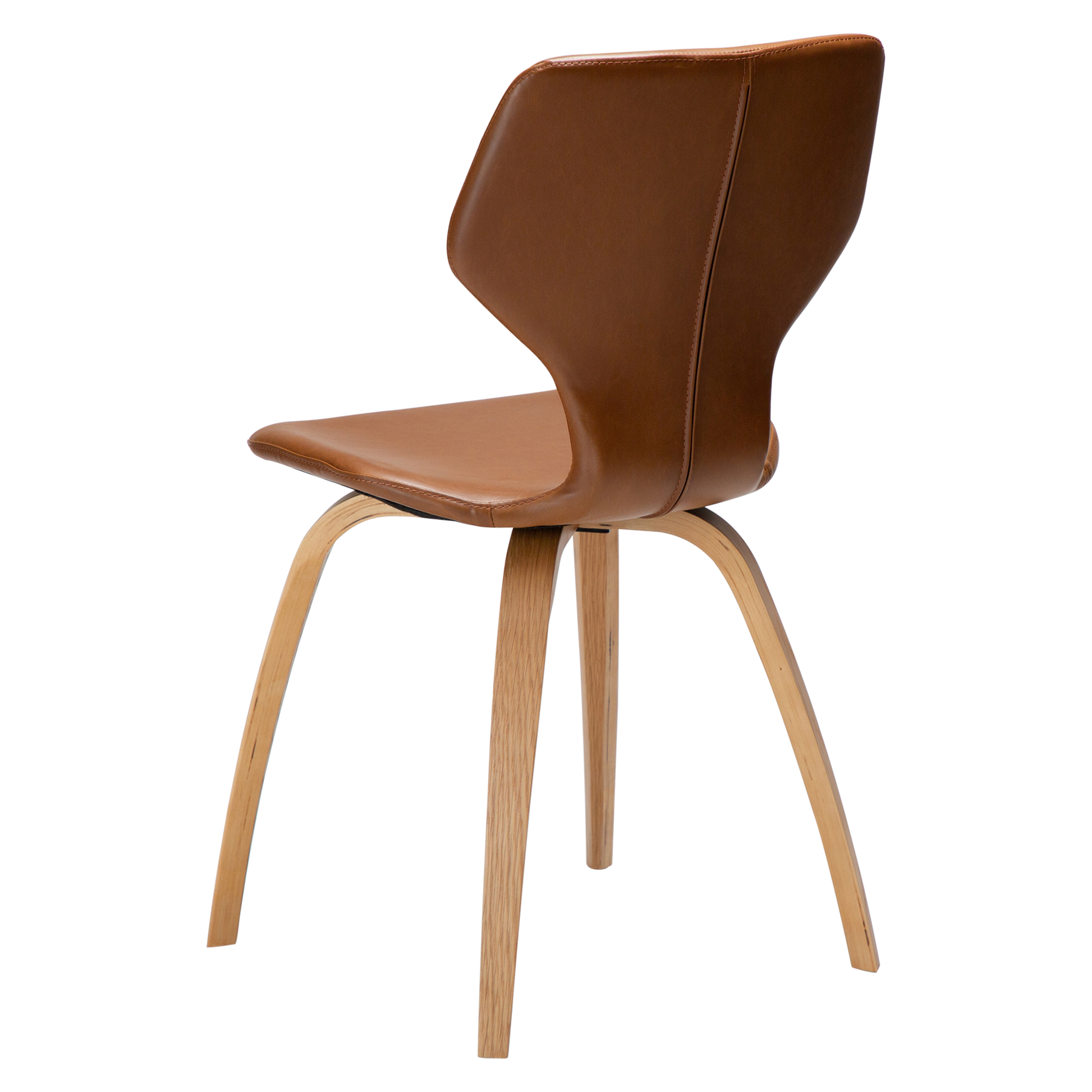 [var:Bezug=Vintage hellbraunes Kunstleder mit Eichenfurnierbeinen] S.I.T Stuhl