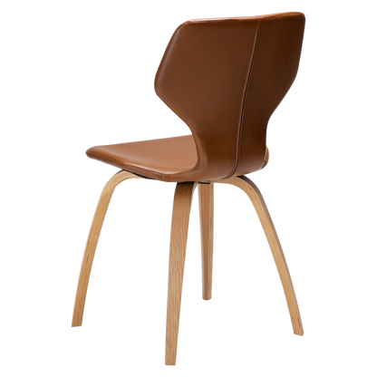 [var:Bezug=Vintage hellbraunes Kunstleder mit Eichenfurnierbeinen] S.I.T Stuhl