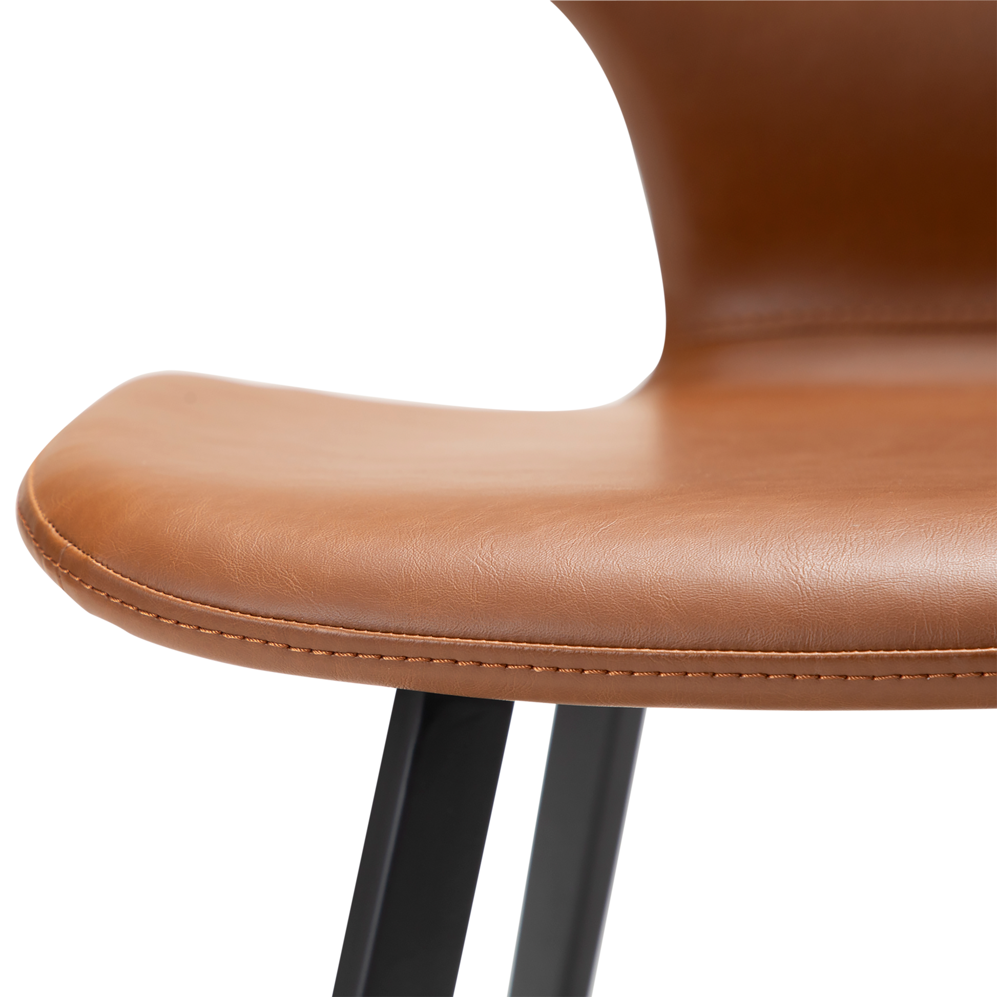 [var:Bezug=Vintage hellbraunes Kunstleder mit schwarzen Beinen] S.I.T Stuhl