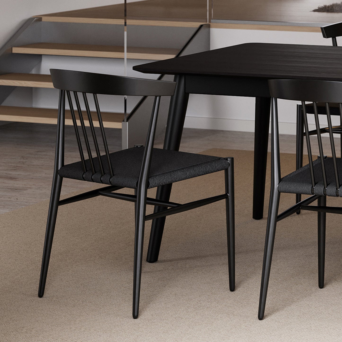 [var:Bezug=Schwarzes Papierseil mit schwarzen Beinen] SAVA Stuhl