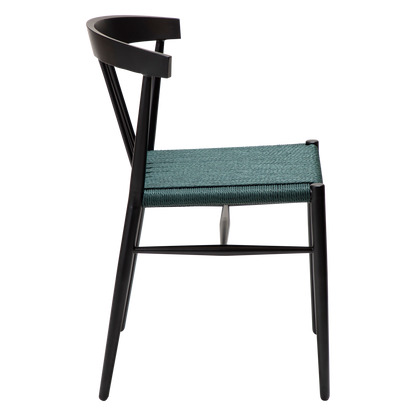 [var:Bezug=Grünes Giebel-Papierseil mit schwarzen Beinen] SAVA Stuhl