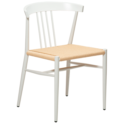 [var:Bezug=Natürliches Papierseil mit weiß lackierten Beinen] SAVA Stuhl