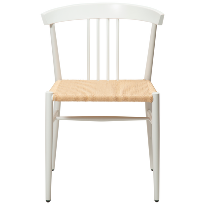[var:Bezug=Natürliches Papierseil mit weiß lackierten Beinen] SAVA Stuhl