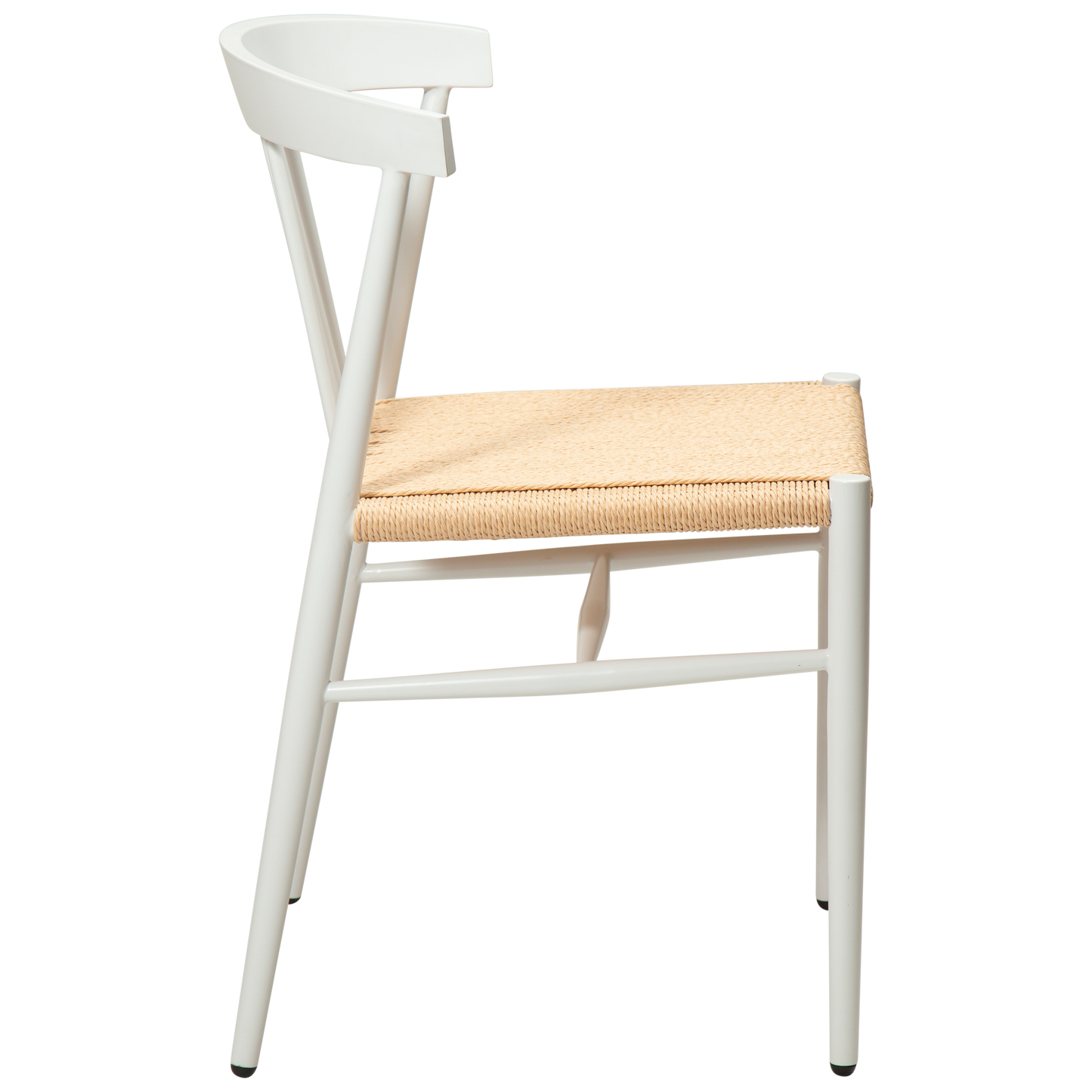 [var:Bezug=Natürliches Papierseil mit weiß lackierten Beinen] SAVA Stuhl