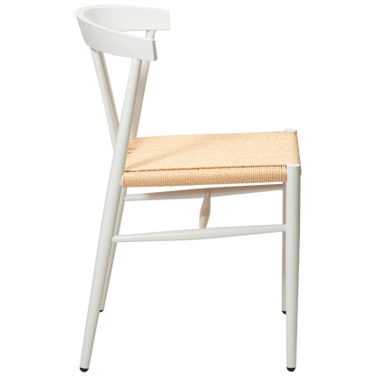 [var:Bezug=Natürliches Papierseil mit weiß lackierten Beinen] SAVA Stuhl