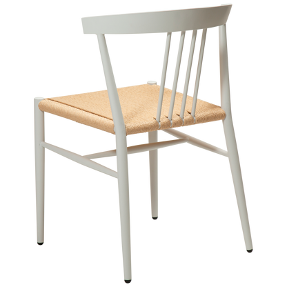 [var:Bezug=Natürliches Papierseil mit weiß lackierten Beinen] SAVA Stuhl