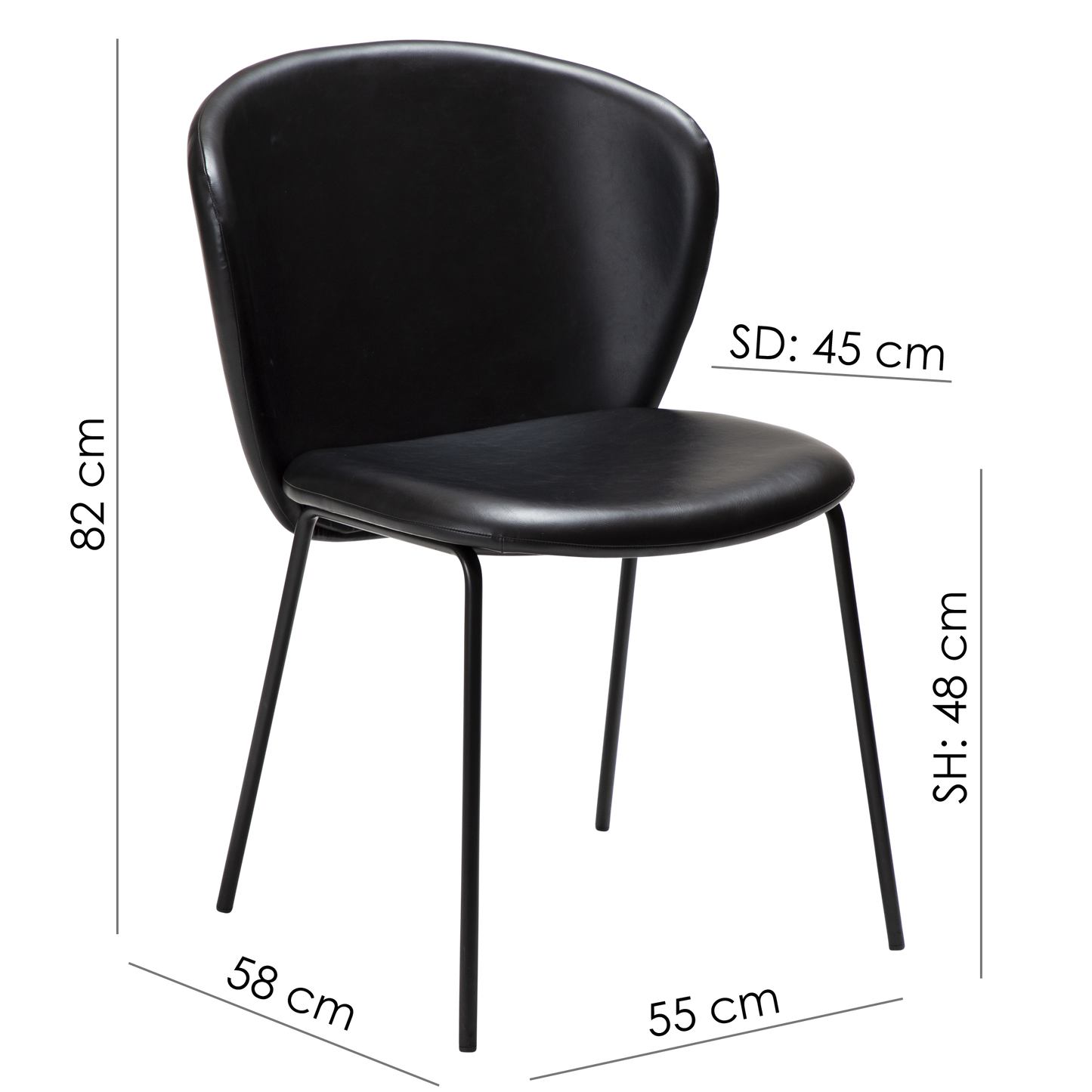 [var:Bezug=Knochenweißes Kunstleder mit schwarzen Beinen] STAY Stuhl