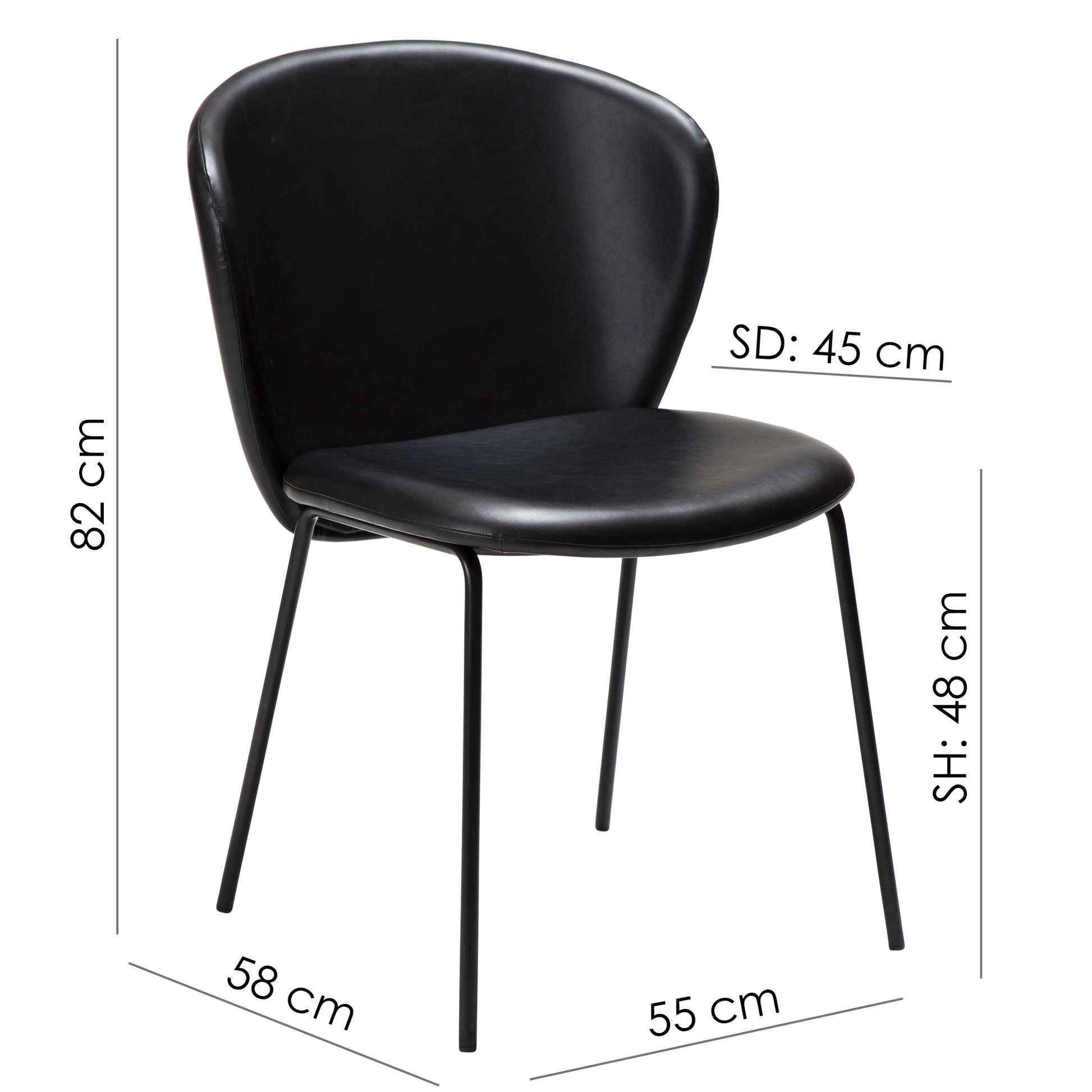 [var:Bezug=Knochenweißes Kunstleder mit schwarzen Beinen] STAY Stuhl