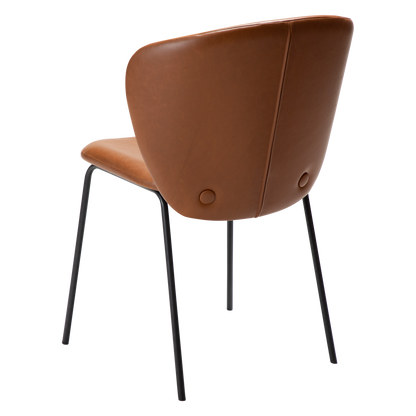 [var:Bezug=Vintage hellbraunes Kunstleder mit schwarzen Beinen] STAY Stuhl