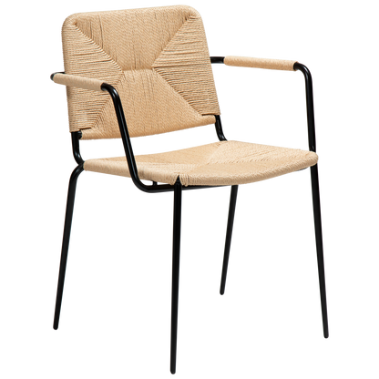 [var:Bezug=Naturales Papierseil mit schwarzen Beinen] STILETTO Sessel