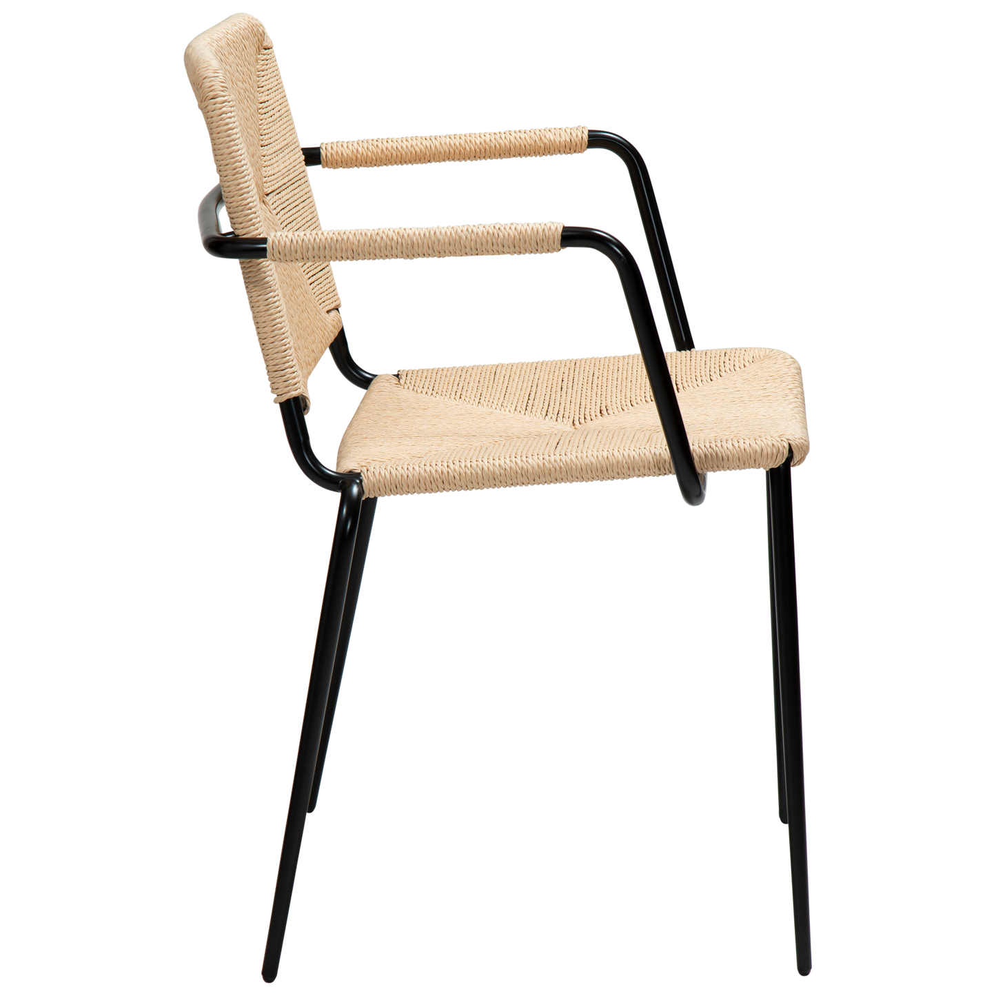 [var:Bezug=Naturales Papierseil mit schwarzen Beinen] STILETTO Sessel