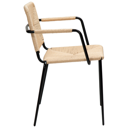 [var:Bezug=Naturales Papierseil mit schwarzen Beinen] STILETTO Sessel