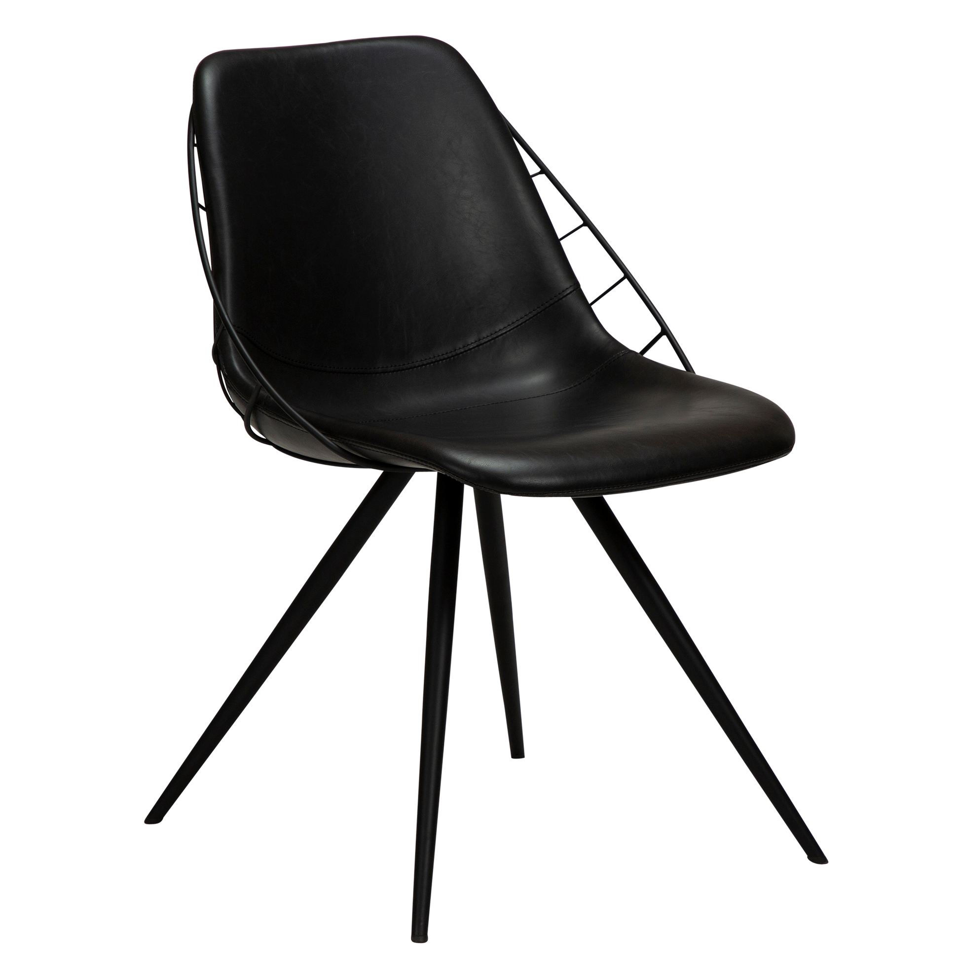 [var:Bezug=Vintage schwarzes Kunstleder mit schwarzen Beinen] SWAY Stuhl