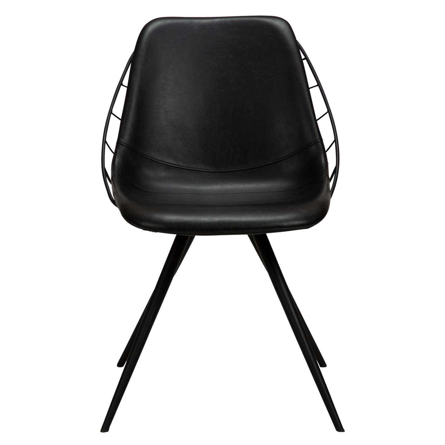 [var:Bezug=Vintage schwarzes Kunstleder mit schwarzen Beinen] SWAY Stuhl