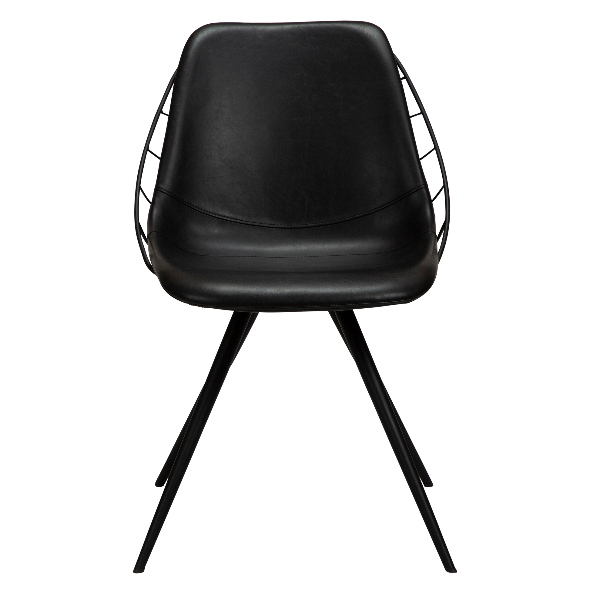 [var:Bezug=Vintage schwarzes Kunstleder mit schwarzen Beinen] SWAY Stuhl