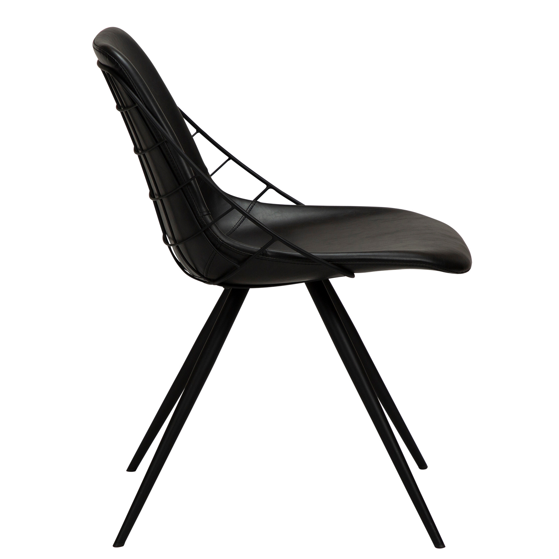 [var:Bezug=Vintage schwarzes Kunstleder mit schwarzen Beinen] SWAY Stuhl