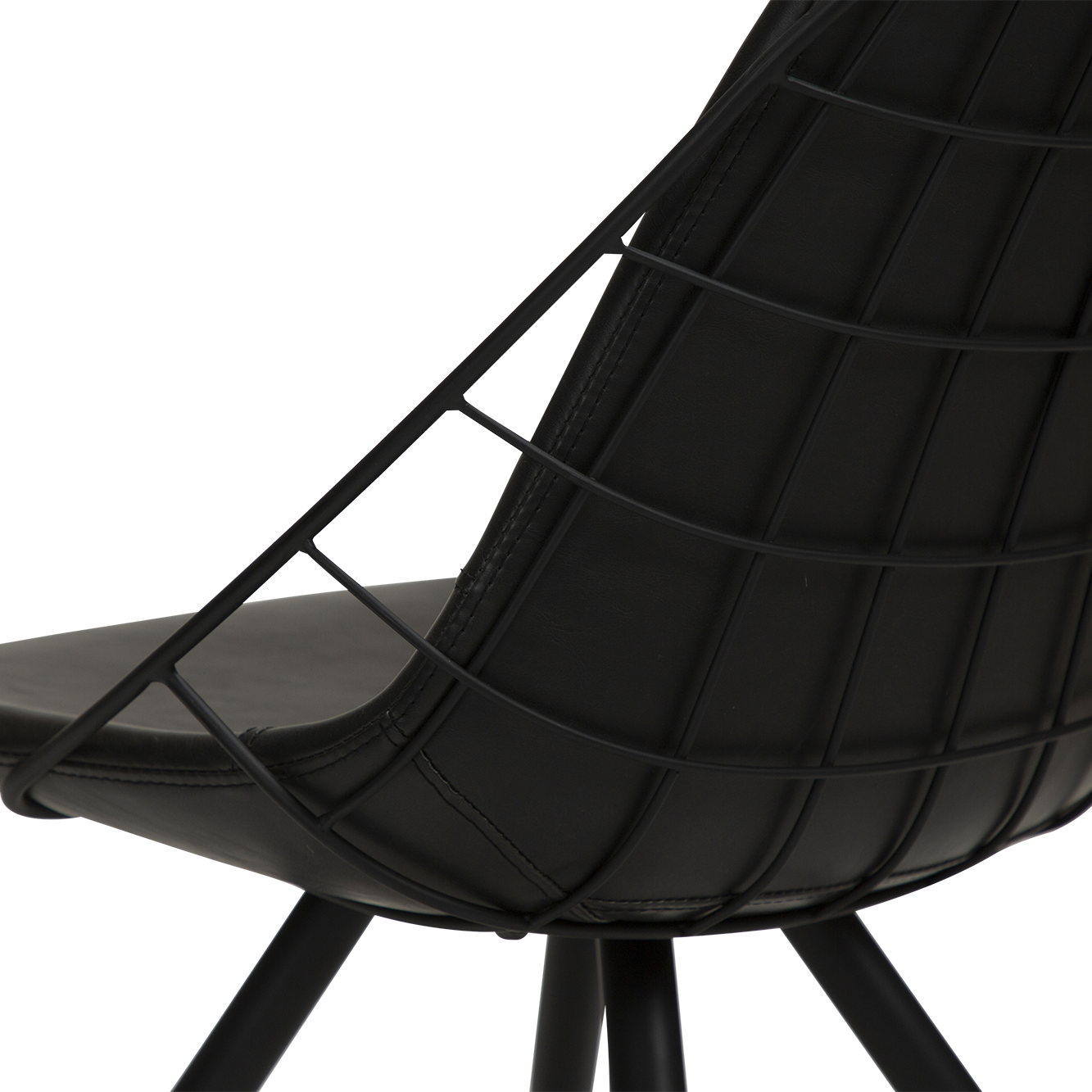 [var:Bezug=Vintage schwarzes Kunstleder mit schwarzen Beinen] SWAY Stuhl