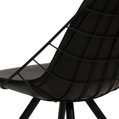 [var:Bezug=Vintage schwarzes Kunstleder mit schwarzen Beinen] SWAY Stuhl