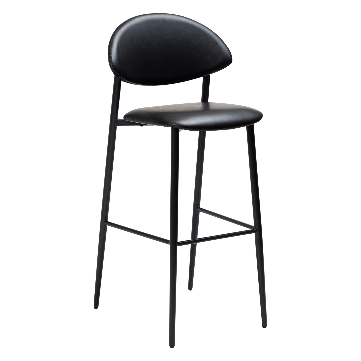 [var:Bezug=Vintage schwarzes Kunstleder mit schwarzen Beinen] TUSH Barhocker