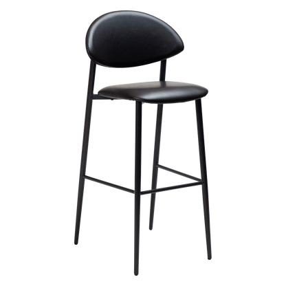 [var:Bezug=Vintage schwarzes Kunstleder mit schwarzen Beinen] TUSH Barhocker