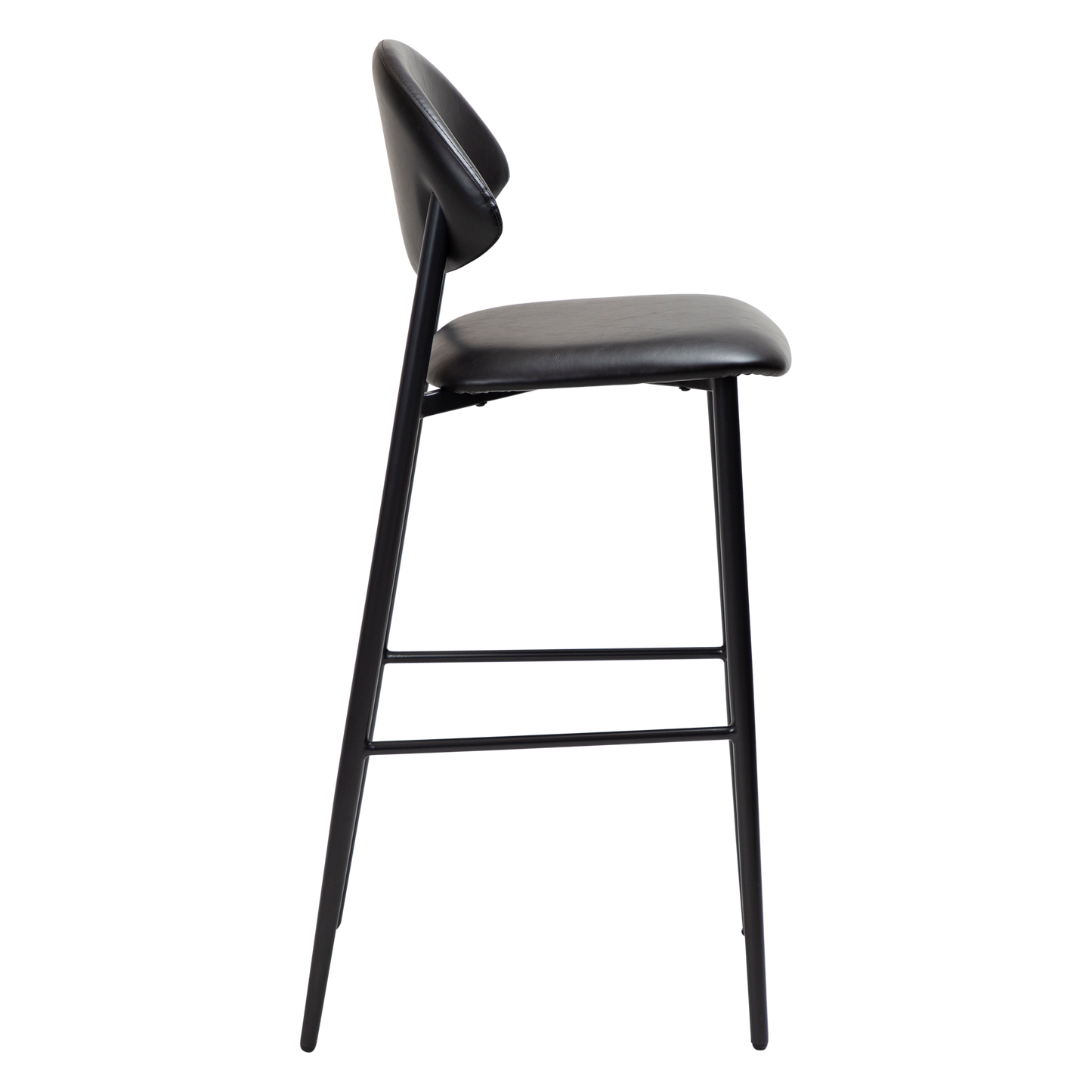 [var:Bezug=Vintage schwarzes Kunstleder mit schwarzen Beinen] TUSH Barhocker