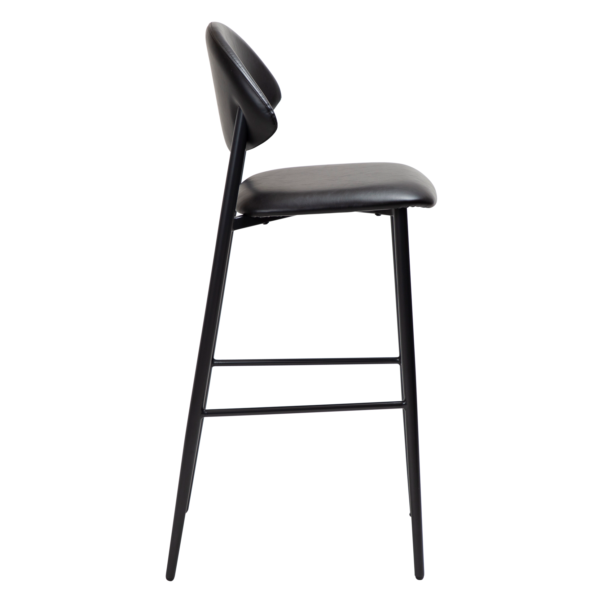 [var:Bezug=Vintage schwarzes Kunstleder mit schwarzen Beinen] TUSH Barhocker