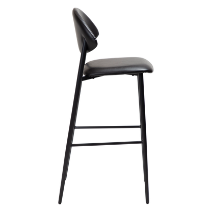 [var:Bezug=Vintage schwarzes Kunstleder mit schwarzen Beinen] TUSH Barhocker
