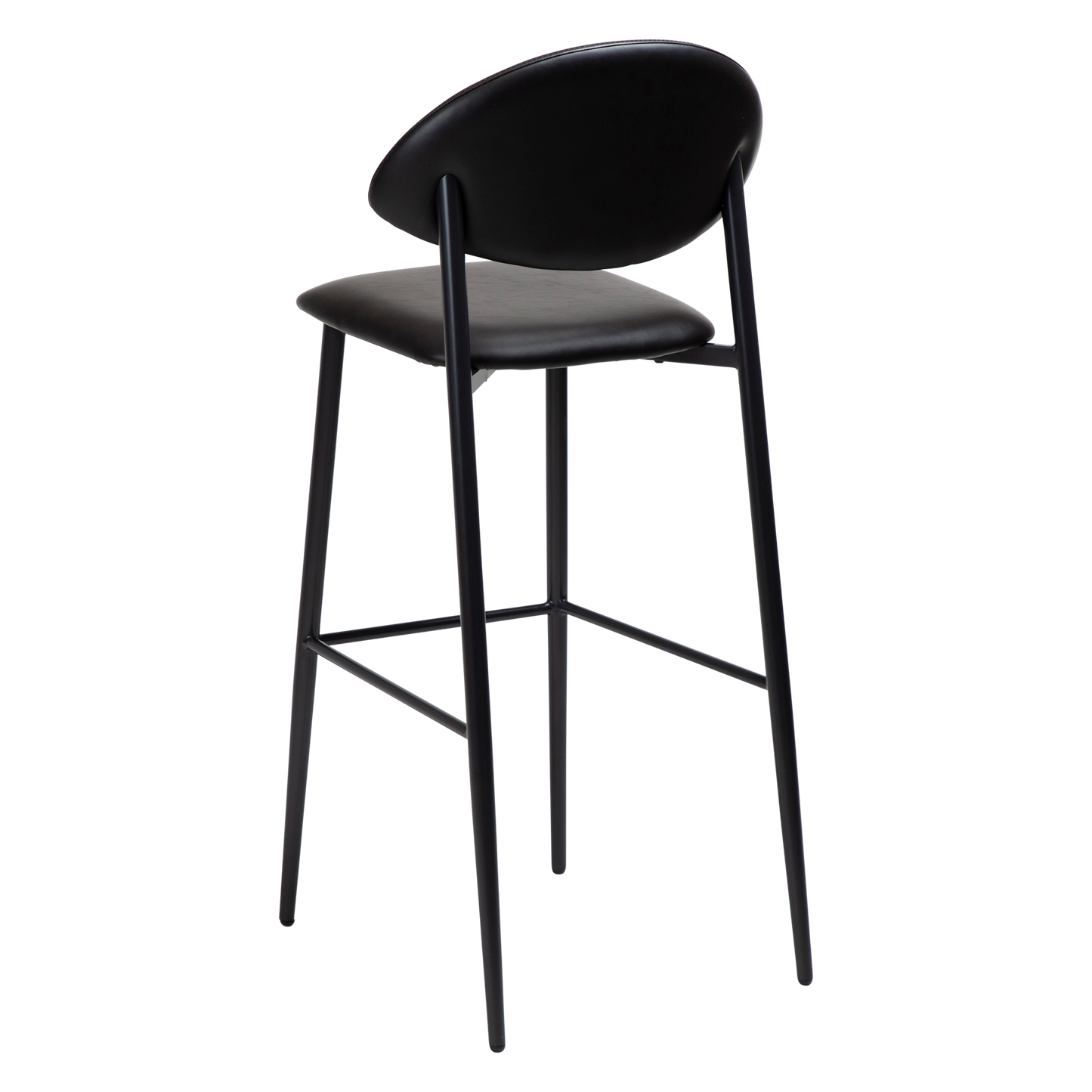 [var:Bezug=Vintage schwarzes Kunstleder mit schwarzen Beinen] TUSH Barhocker