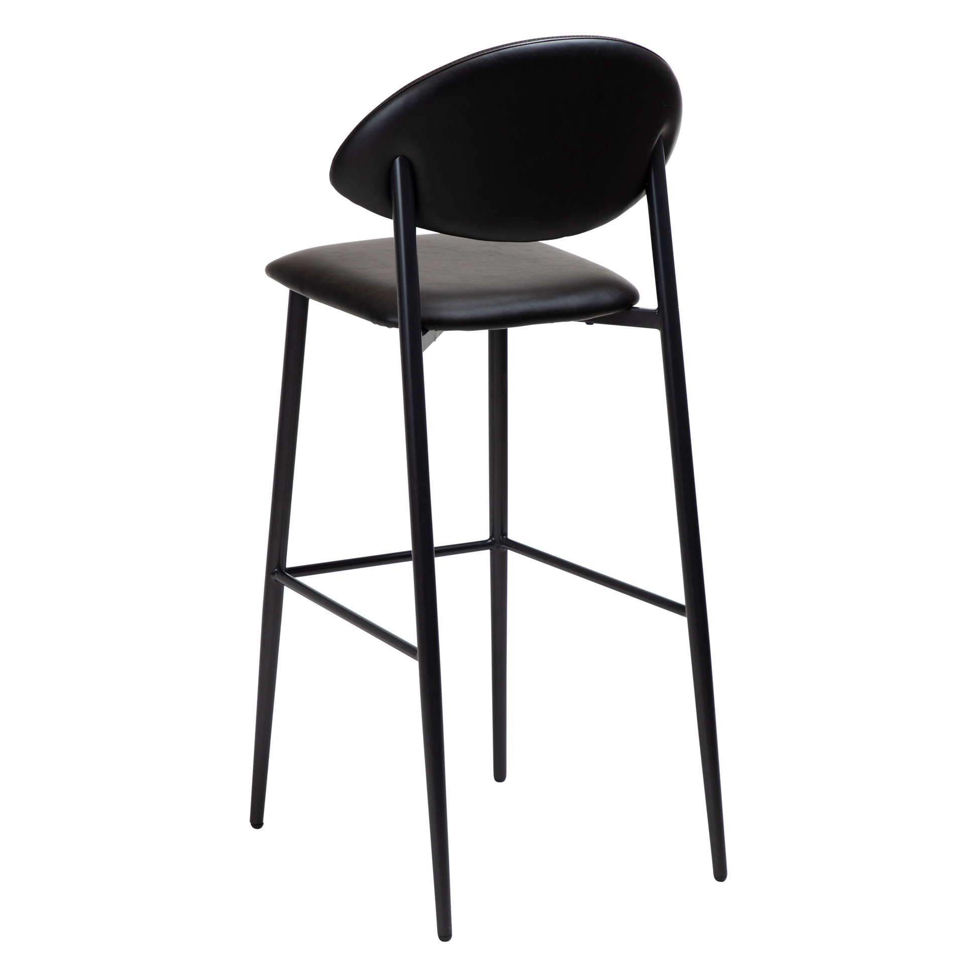 [var:Bezug=Vintage schwarzes Kunstleder mit schwarzen Beinen] TUSH Barhocker
