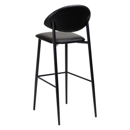[var:Bezug=Vintage schwarzes Kunstleder mit schwarzen Beinen] TUSH Barhocker