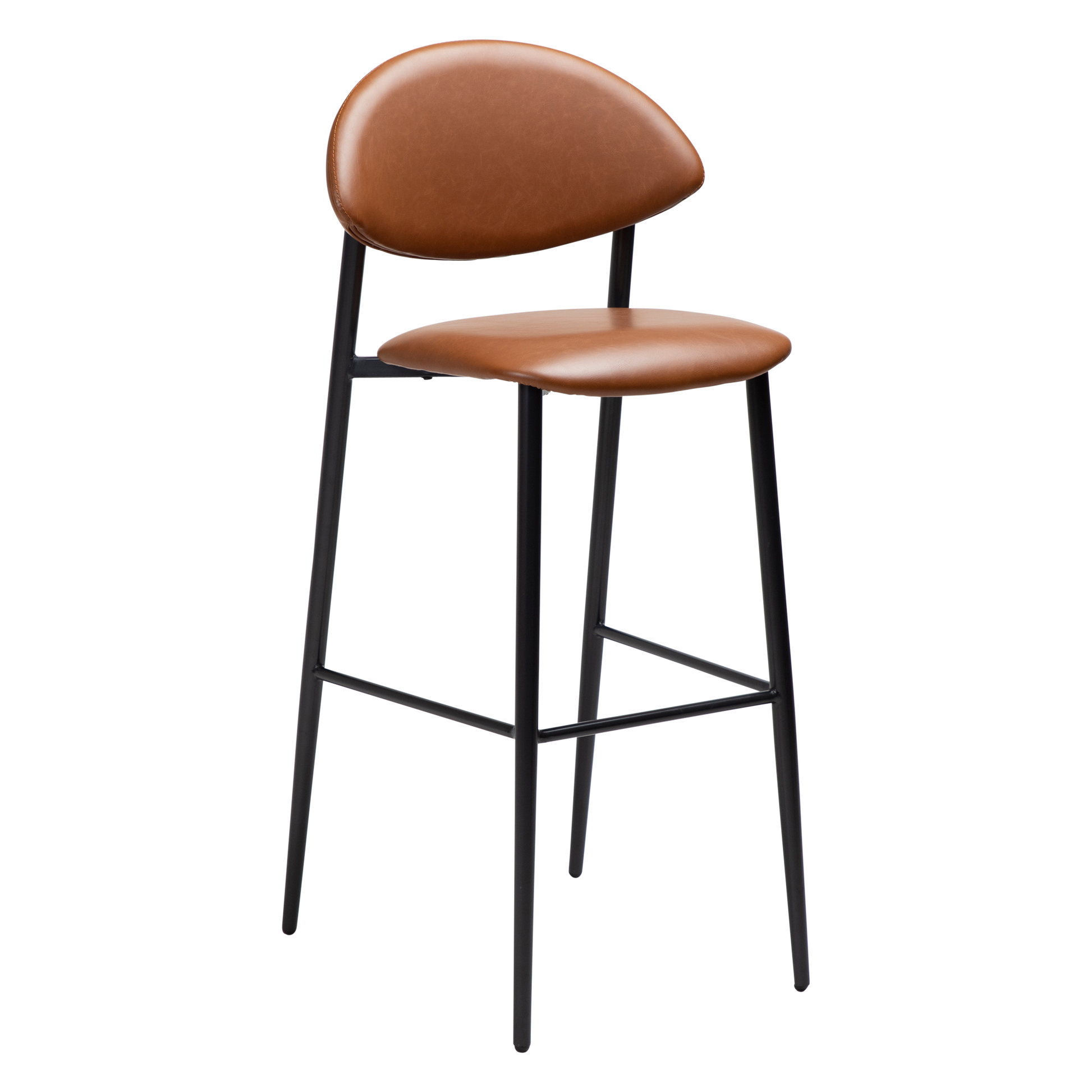 [var:Bezug=Vintage hellbraunes Kunstleder mit schwarzen Beinen] TUSH Barhocker