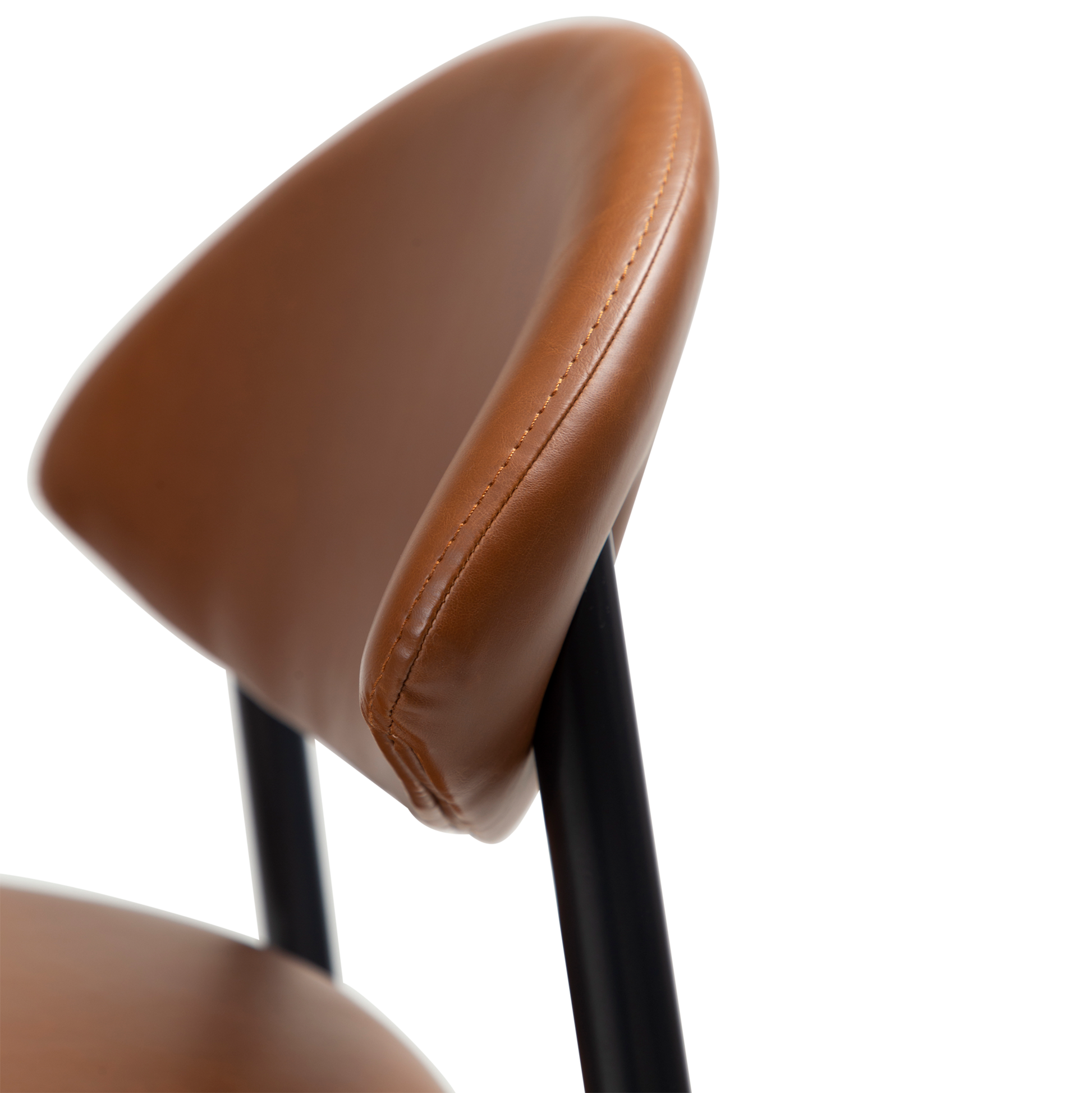 [var:Bezug=Vintage hellbraunes Kunstleder mit schwarzen Beinen] TUSH Barhocker