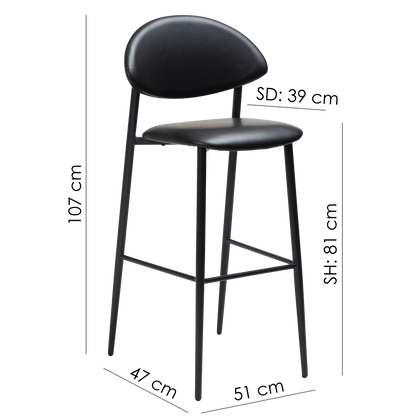 [var:Bezug=Vintage hellbraunes Kunstleder mit schwarzen Beinen] TUSH Barhocker