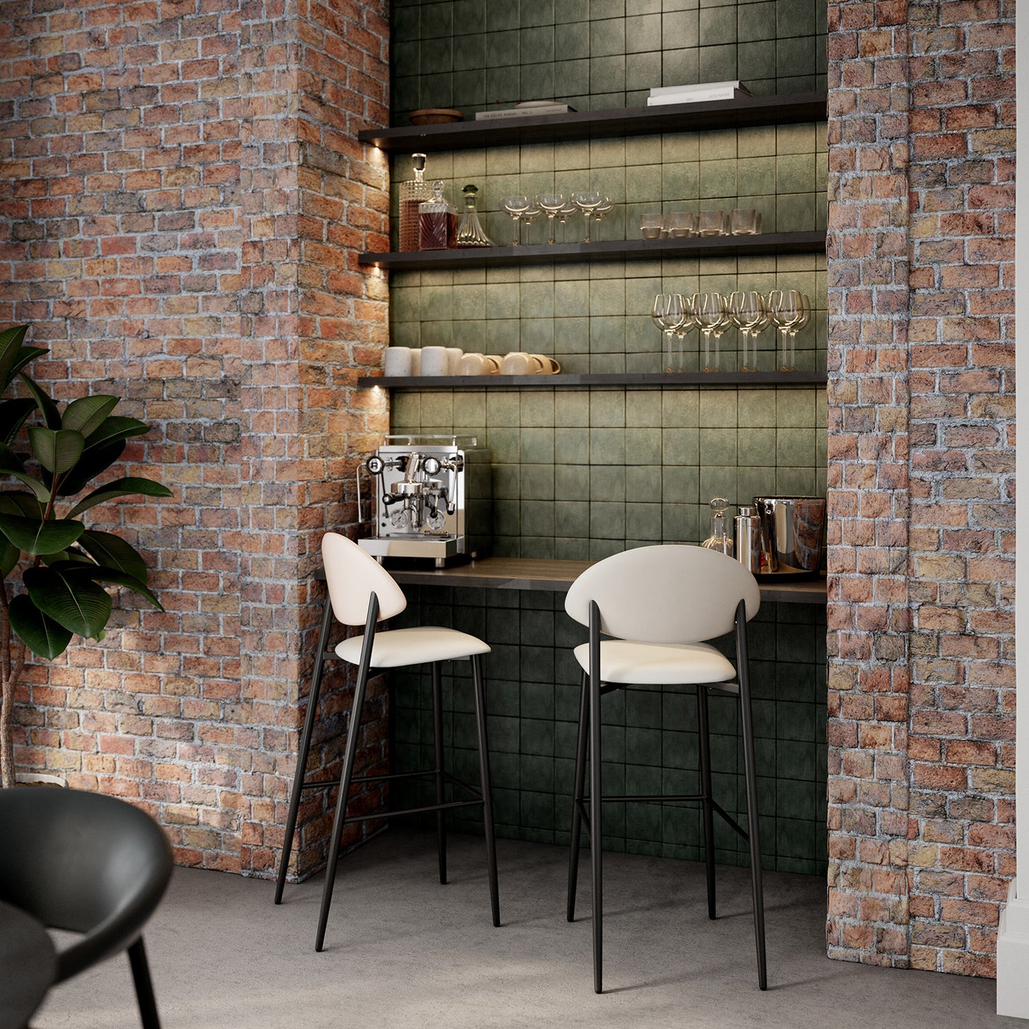 [var:Bezug=Kaschmir Kunstleder mit schwarzen Beinen] TUSH Barhocker