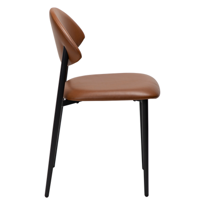 [var:Bezug=Vintage hellbraunes Kunstleder mit schwarzen Beinen] TUSH Stuhl