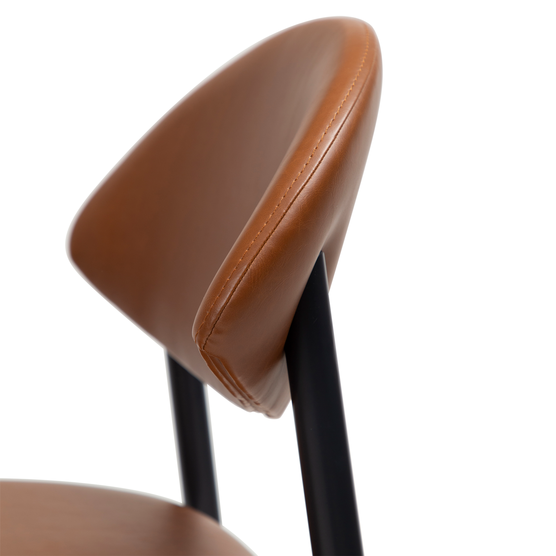 [var:Bezug=Vintage hellbraunes Kunstleder mit schwarzen Beinen] TUSH Stuhl
