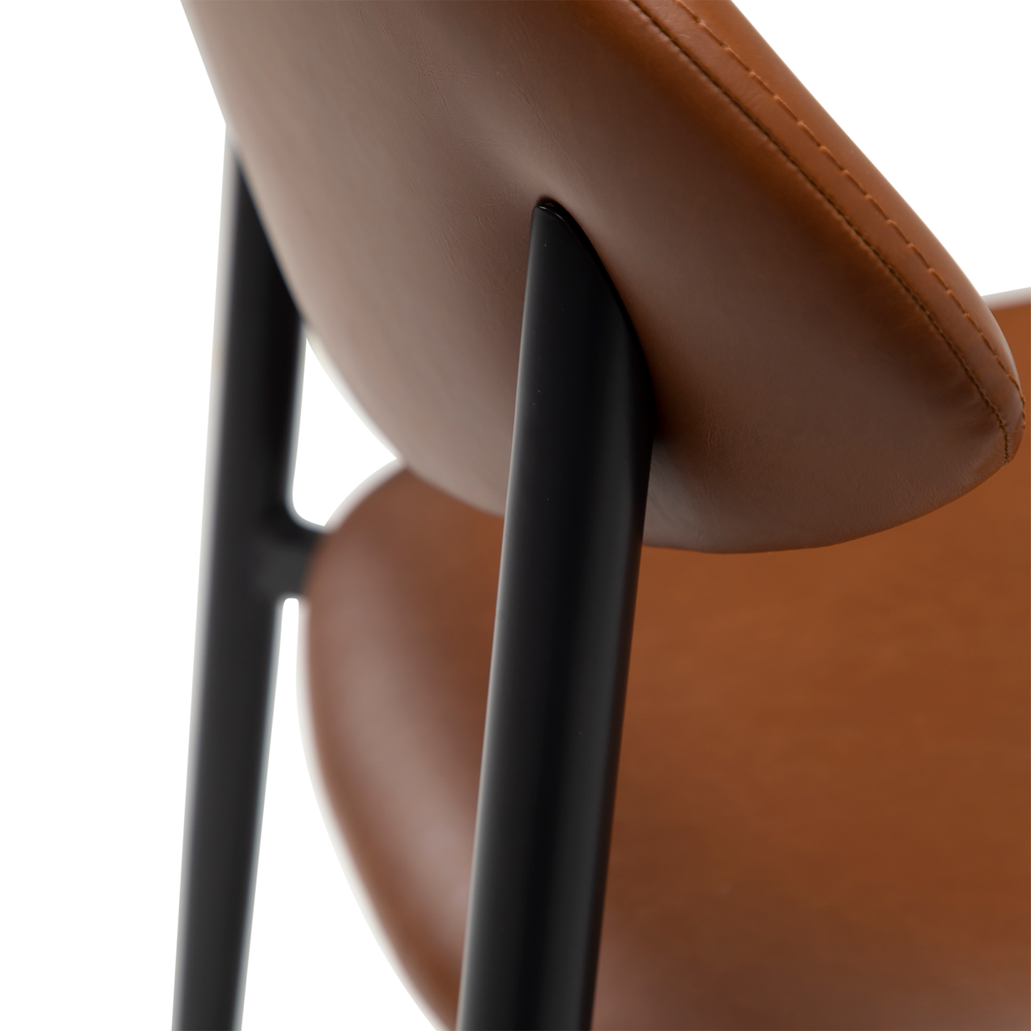 [var:Bezug=Vintage hellbraunes Kunstleder mit schwarzen Beinen] TUSH Stuhl