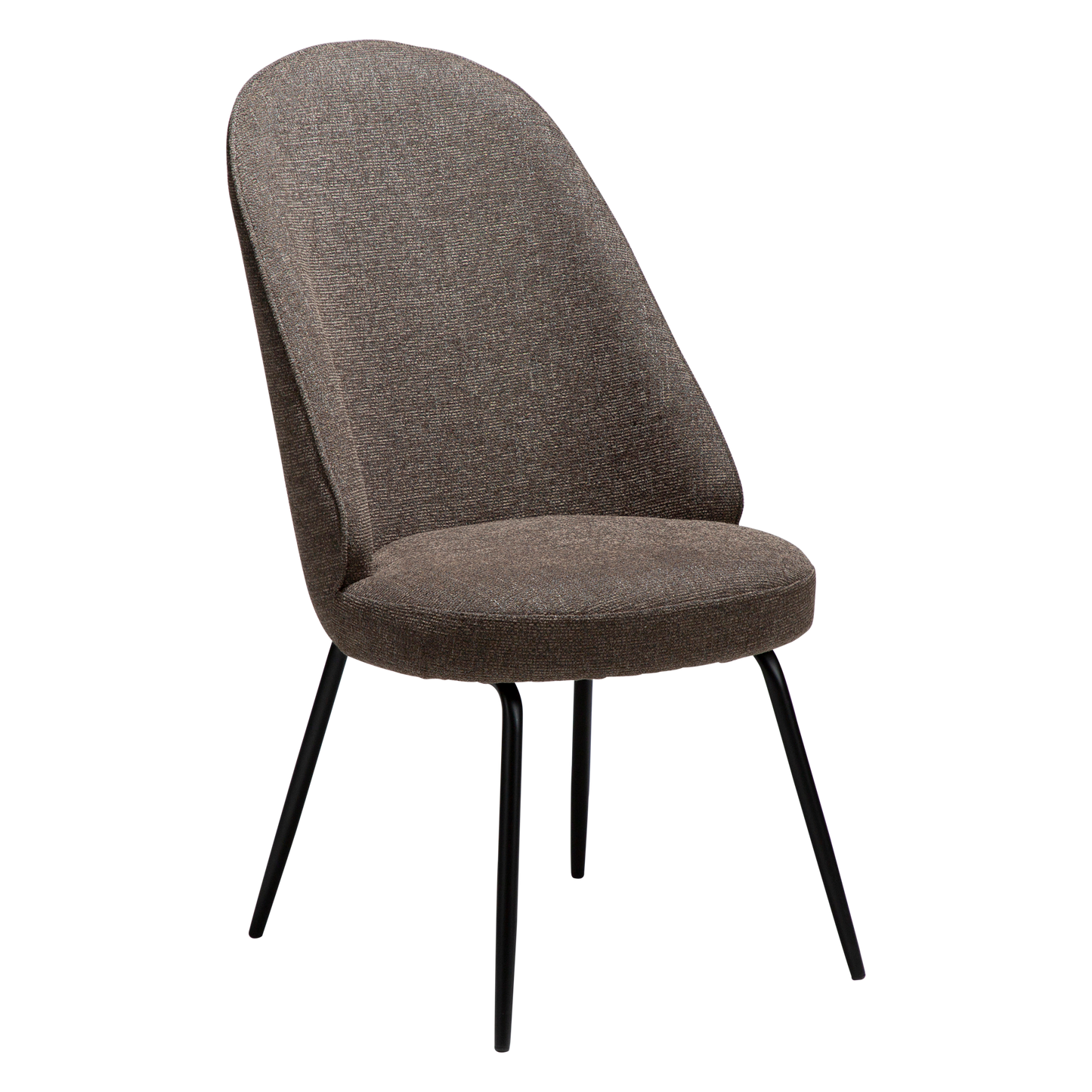 [var:Bezug=Hauptsächlich braunes Bouclé-Gewebe mit schwarzen Metallbeinen] UTOPIA Stuhl