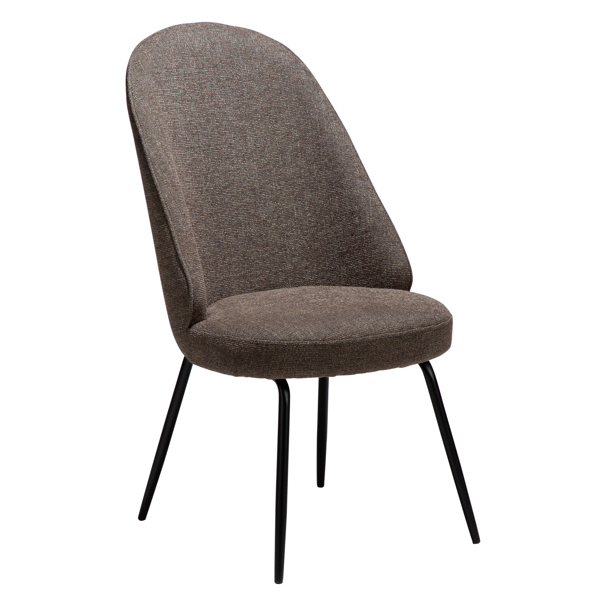 [var:Bezug=Hauptsächlich braunes Bouclé-Gewebe mit schwarzen Metallbeinen] UTOPIA Stuhl