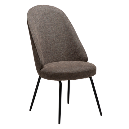 [var:Bezug=Hauptsächlich braunes Bouclé-Gewebe mit schwarzen Metallbeinen] UTOPIA Stuhl
