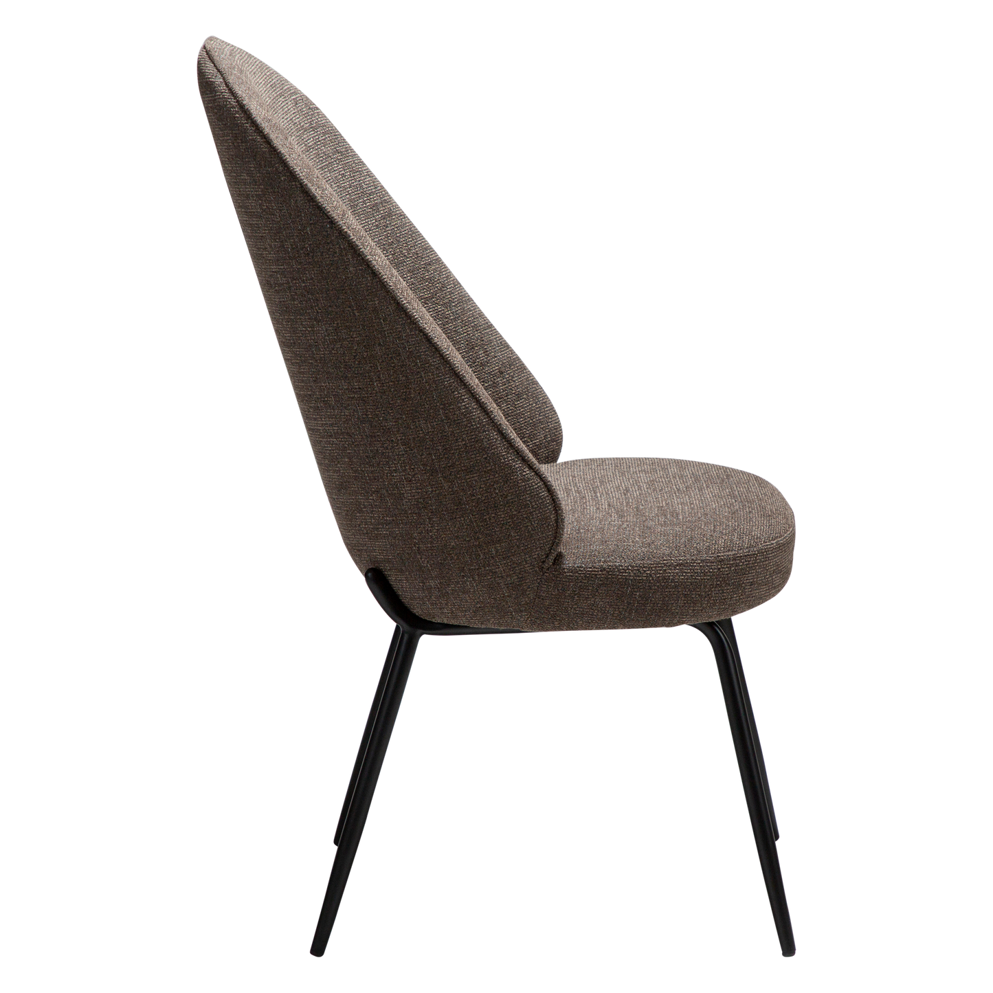 [var:Bezug=Hauptsächlich braunes Bouclé-Gewebe mit schwarzen Metallbeinen] UTOPIA Stuhl