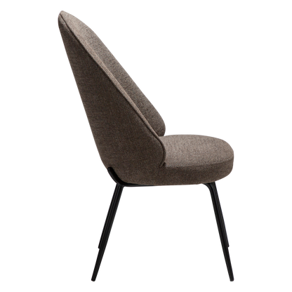 [var:Bezug=Hauptsächlich braunes Bouclé-Gewebe mit schwarzen Metallbeinen] UTOPIA Stuhl