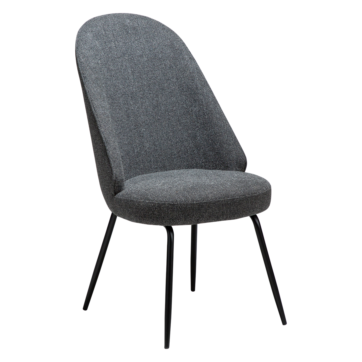 [var:Bezug=Kieselgrauer Bouclé-Stoff mit schwarzen Metallbeinen] UTOPIA Stuhl