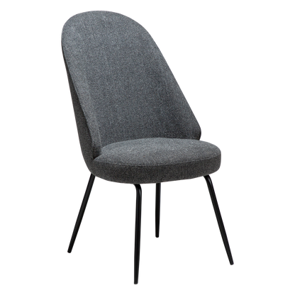 [var:Bezug=Kieselgrauer Bouclé-Stoff mit schwarzen Metallbeinen] UTOPIA Stuhl