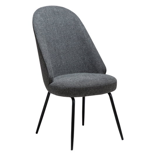 [var:Bezug=Kieselgrauer Bouclé-Stoff mit schwarzen Metallbeinen] UTOPIA Stuhl