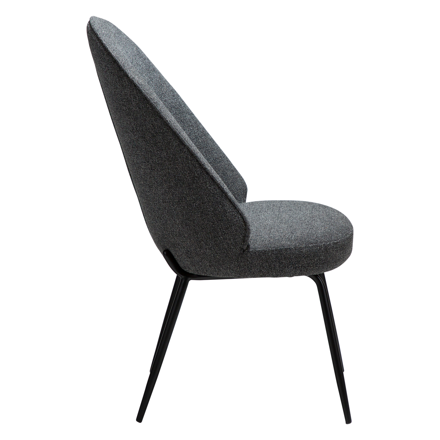 [var:Bezug=Kieselgrauer Bouclé-Stoff mit schwarzen Metallbeinen] UTOPIA Stuhl