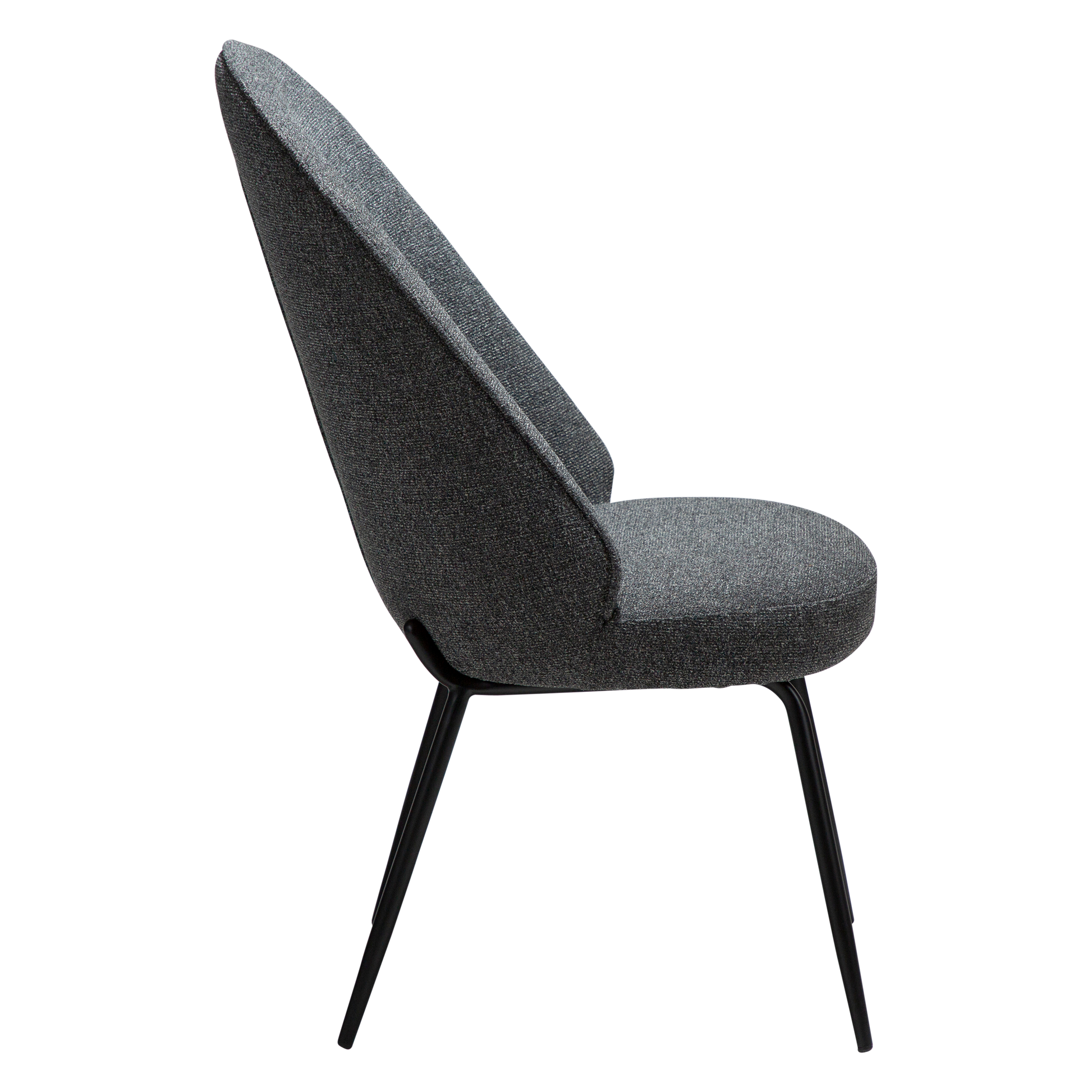 [var:Bezug=Kieselgrauer Bouclé-Stoff mit schwarzen Metallbeinen] UTOPIA Stuhl