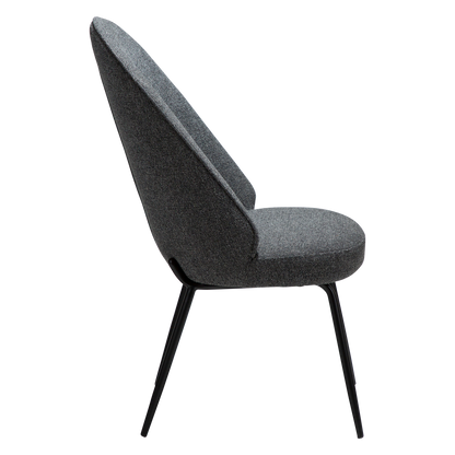 [var:Bezug=Kieselgrauer Bouclé-Stoff mit schwarzen Metallbeinen] UTOPIA Stuhl